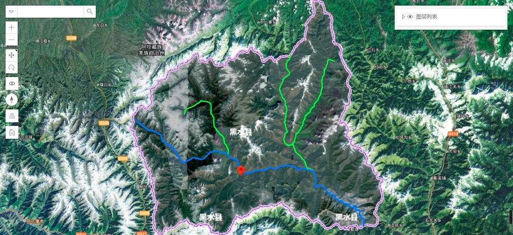 遙感影像顯示，黑水境內(nèi)山高谷深。.jpg